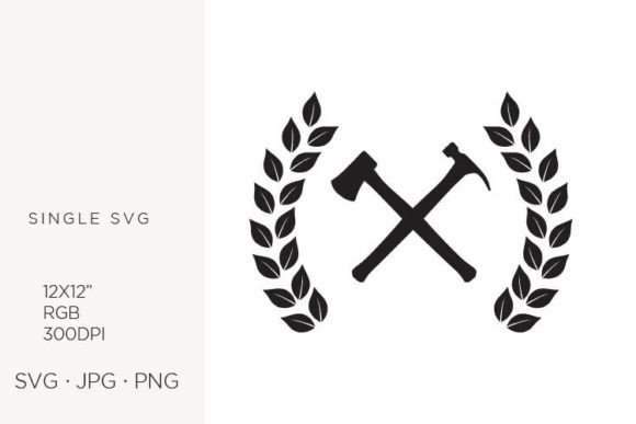 Axe and Hammer Inside Laurel Leaves Fram Graphics