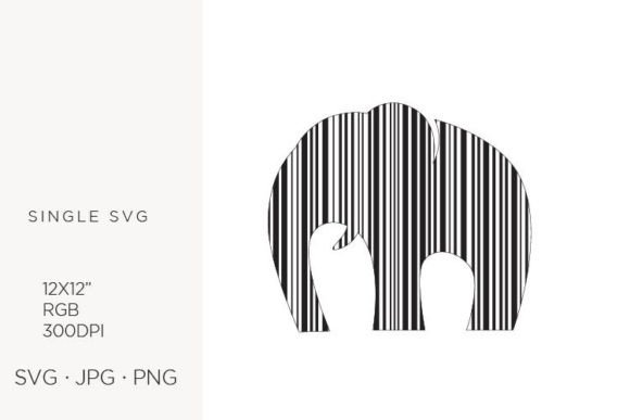 Barcode Elephant: Abstract, Bold, Embroidery-Ready