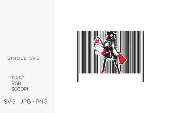 Barcode, Woman with Shopping Bags Graphics & Icons
