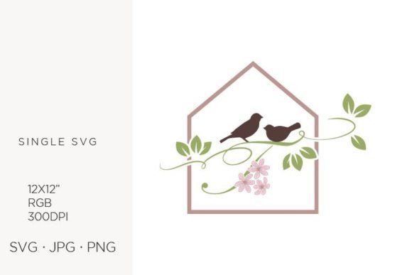 Birds Floral House, Letter T Graphics & Icons
