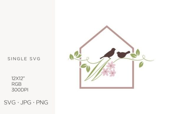 Birds Floral House, Letter W: Graphics & Icons Review