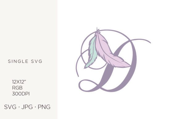 Bohemian Feather, Boho Letter D Graphics & Icons