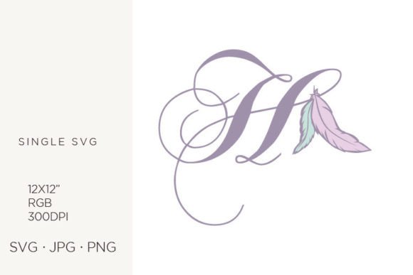 Bohemian Feather, Boho Letter H