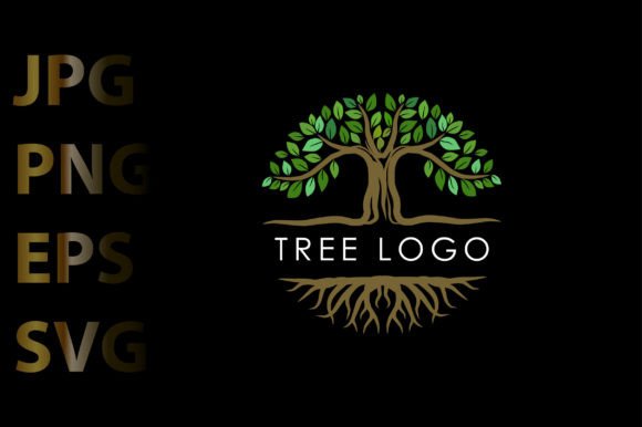 Circular Oak Tree and Roots Logo: Graphics & Logos
