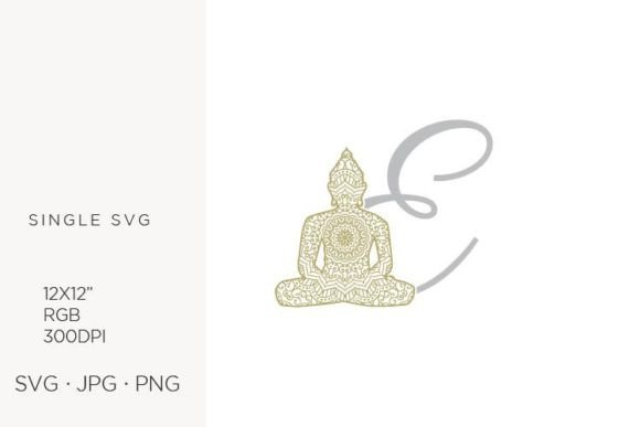 Golden Buddha Monogram Letter E Graphics & Icons