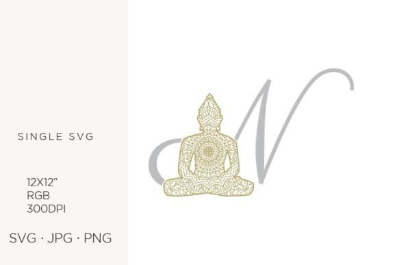 Golden Buddha Monogram Letter N Graphics & Icons
