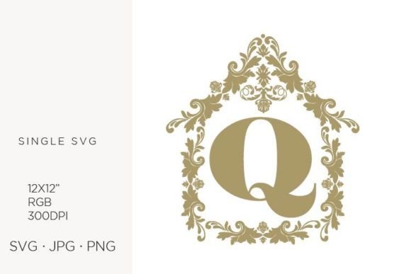 House-Like Ornamental Emblem: Letter Q Graphics & Icons