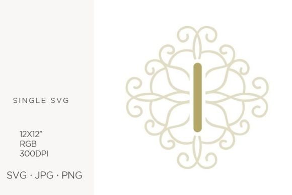 Letter I, Swirl Ornamental Monogram: Elegant Icons & Graphics