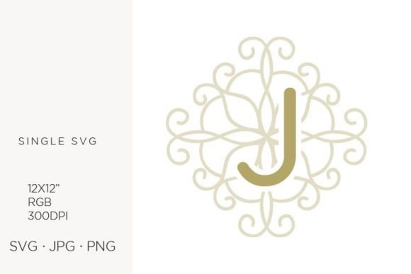 Letter J, Swirl Ornamental Monogram: Elegant Icons & Graphics
