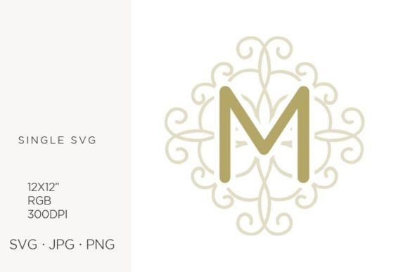 Letter M, Swirl Ornamental Monogram: Graphics & Icons