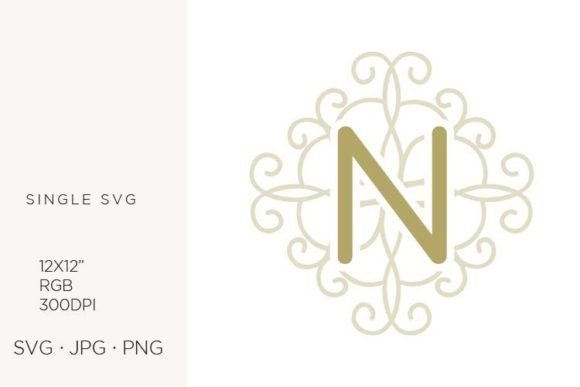 Letter N, Swirl Ornamental Monogram: Graphics & Icons for Handmade Brands