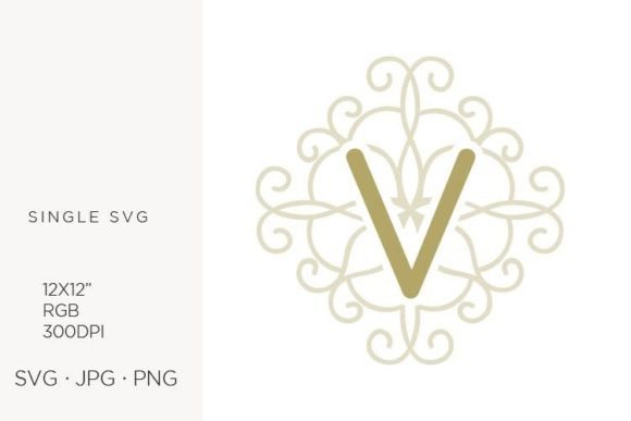 Letter V, Swirl Ornamental Monogram