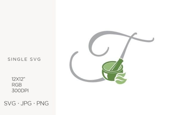 Mortar and Pestle, Spice and Letter T Graphics & Icons
