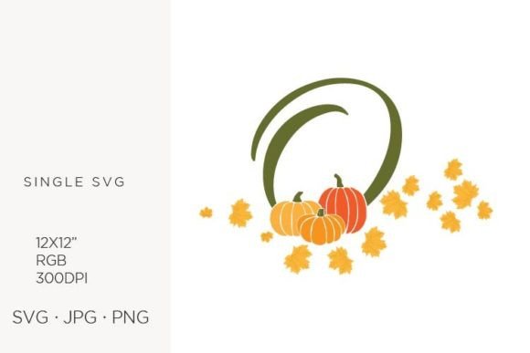 O Letter, Autumn, Leaves and Pumpkin Graphics & Icons