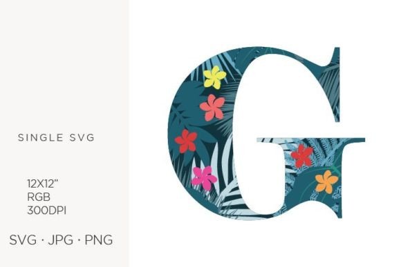 Palm Leaves and Flowers Inside Letter: Editorial Graphics & Icons