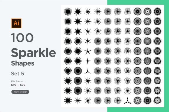 Sparkle Shape Symbol Sign V3-100 -5 Graphics