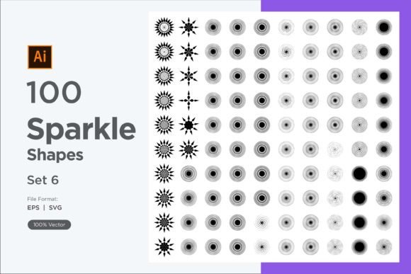 Sparkle Shape Symbol Sign V3-100 -6 Graphics