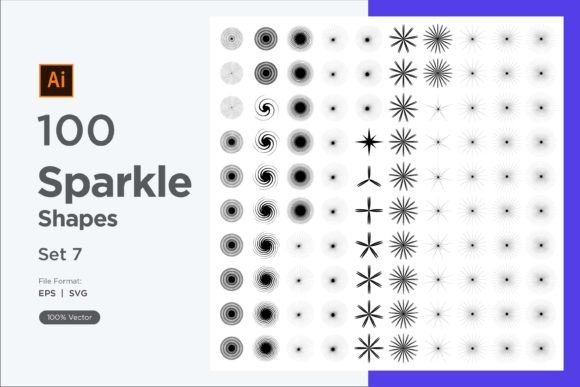 Sparkle Shape Symbol Sign V3-100 -7: Graphics & Decorative Elements