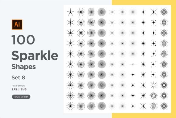 Sparkle Shape Symbol Sign V3-100 -8 Graphics