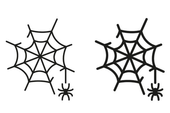 Spiderweb Line and Solid Icons: Minimalist Graphics for Seasonal Content