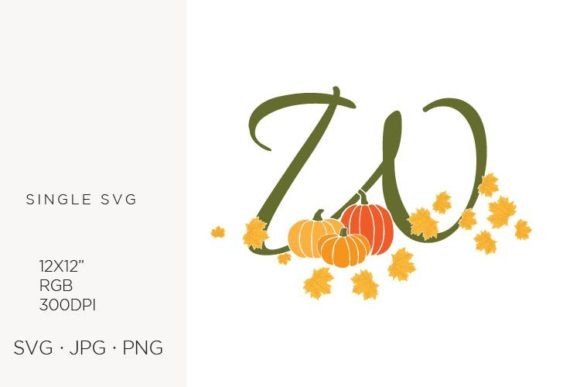 W Letter, Autumn, Leaves and Pumpkin Graphics
